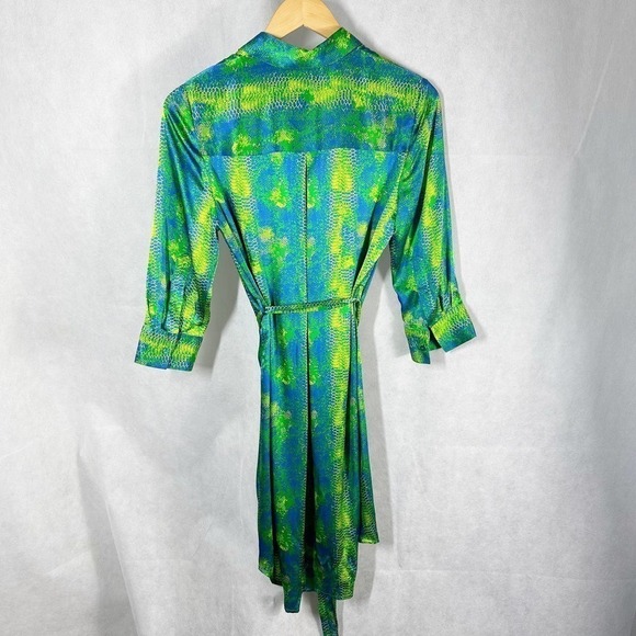 L’AGENCE Madison Shirt Mini Silk Satin Dress size XS Amazon Green - Picture 2 of 10